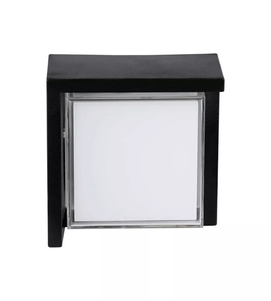 APPLIQUE LED DA ESTERNO QUADRATA SEMICOPERTA VTAC NERO 4000K 12W